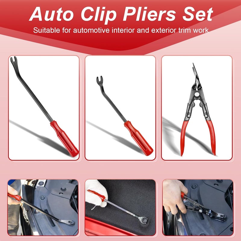 Doaho 19Pcs Car Trim Removal Tool,Auto Clip Pliers Fastener Remover Set,Pry Tool Repair Kit,Fastener Clips Removal Car Tool for Panel,Audio, Dash, Window,Clip and Upholstery with Storage Bag - Image 3